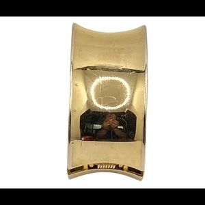 Vintage gold tone wide concave hinged clamper bracelet